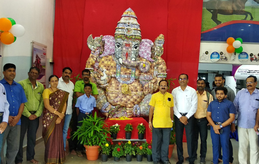 Ganesha idol made with imitation currencies